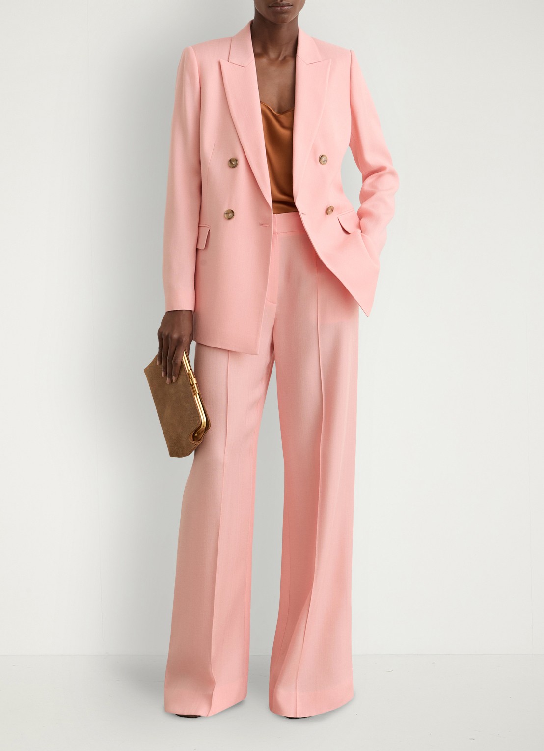 Reiss Petite Magda Double-breasted blazer met klepzakken - voorkant 7 oudroze