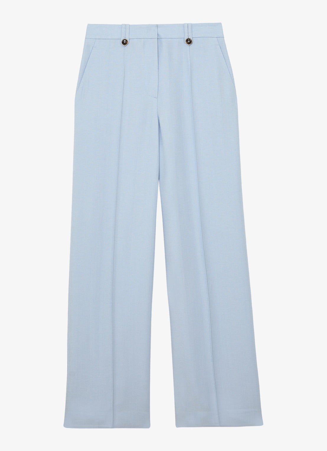 Reiss Petite Magda high waist wide fit pantalon met steekzakken - voorkant 2 lichtblauw