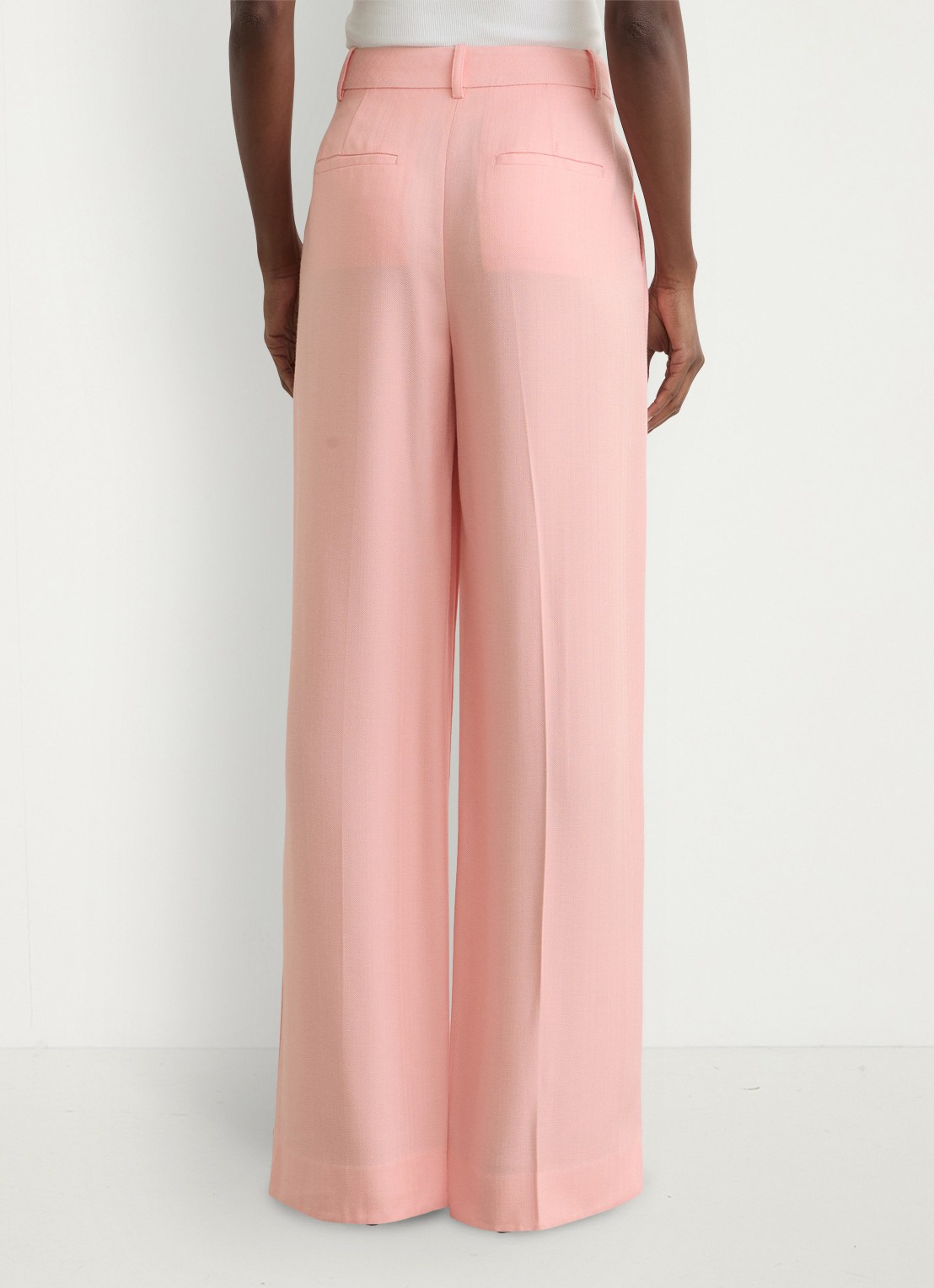 Reiss Petite Magda high waist wide fit pantalon met steekzakken - achterkant oudroze