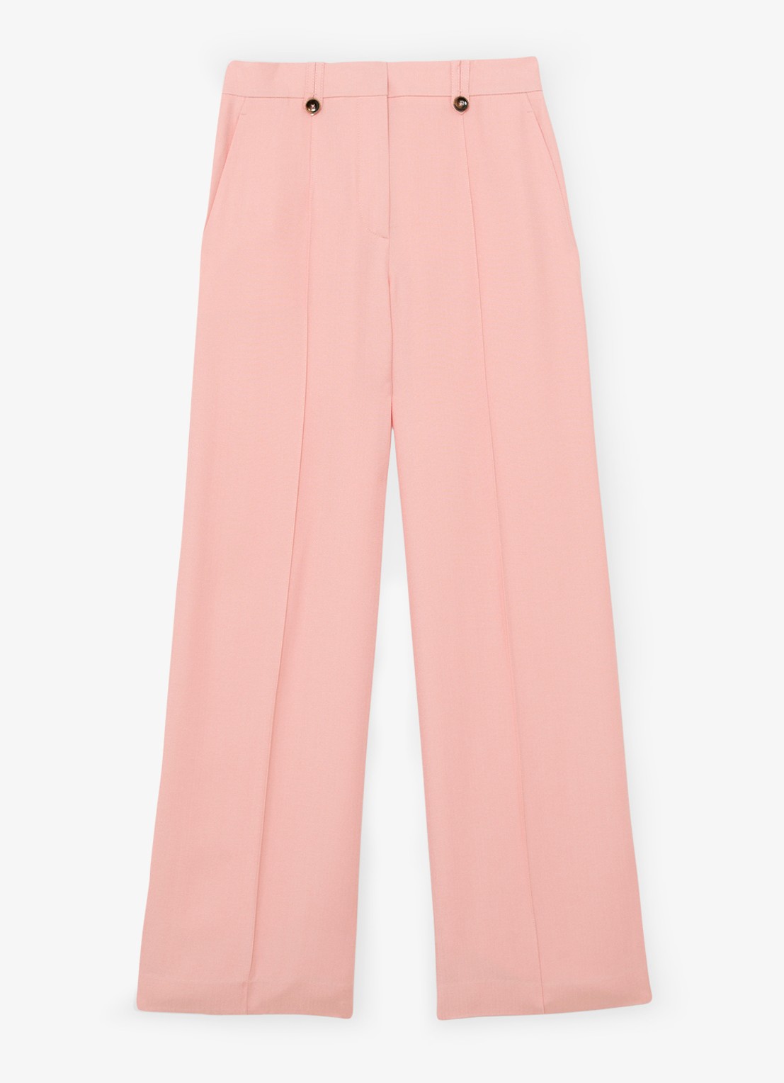 Reiss Petite Magda high waist wide fit pantalon met steekzakken - voorkant 2 oudroze