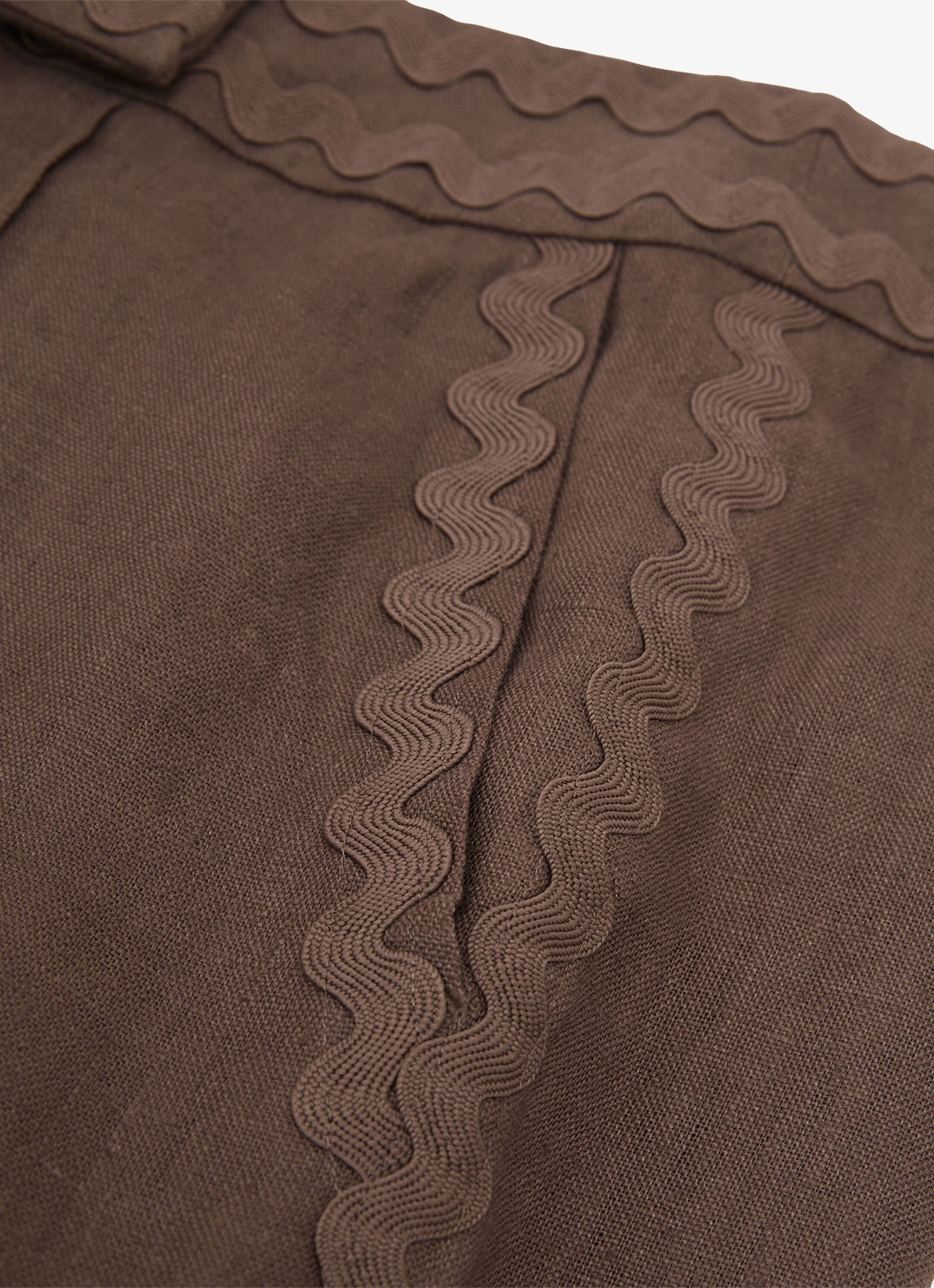 Reiss Petite mid waist tapered fit pantalon van linnen - detail 6 bruin