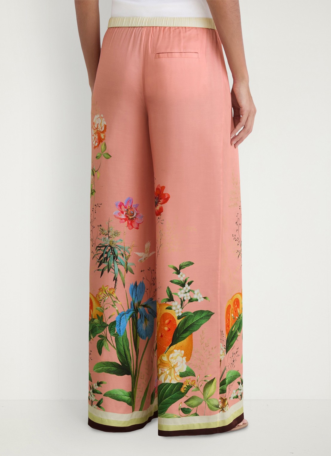 Reiss Petite Milos mid waist wide fit pantalon met print - achterkant 3 oudroze