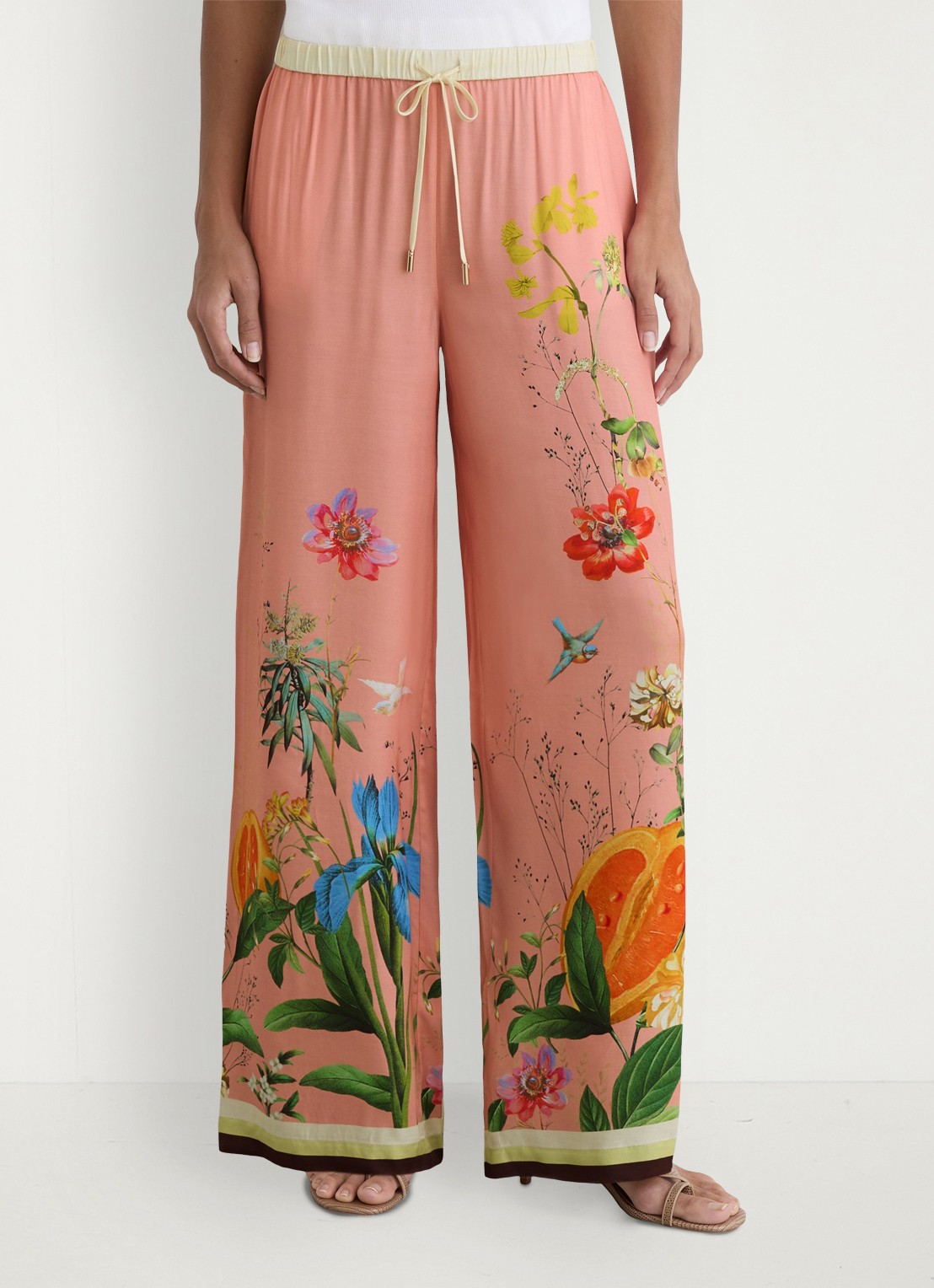 Reiss Petite Milos mid waist wide fit pantalon met print - detail 4 oudroze