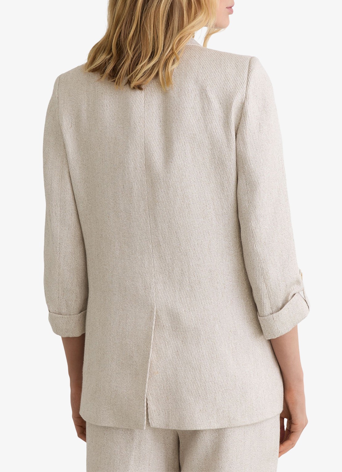 Reiss Petite Nolah double breasted blazer in linnenblend - achterkant 6 naturel