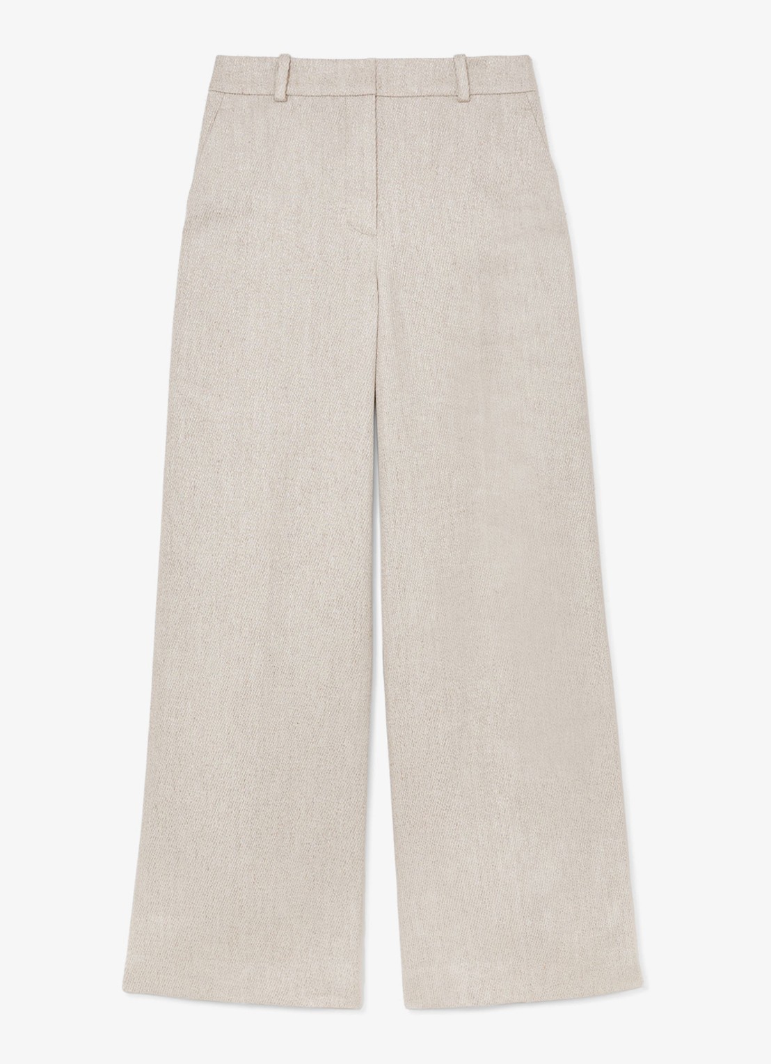 Reiss Petite Nolah high waist wide fit pantalon in linnenblend - voorkant naturel