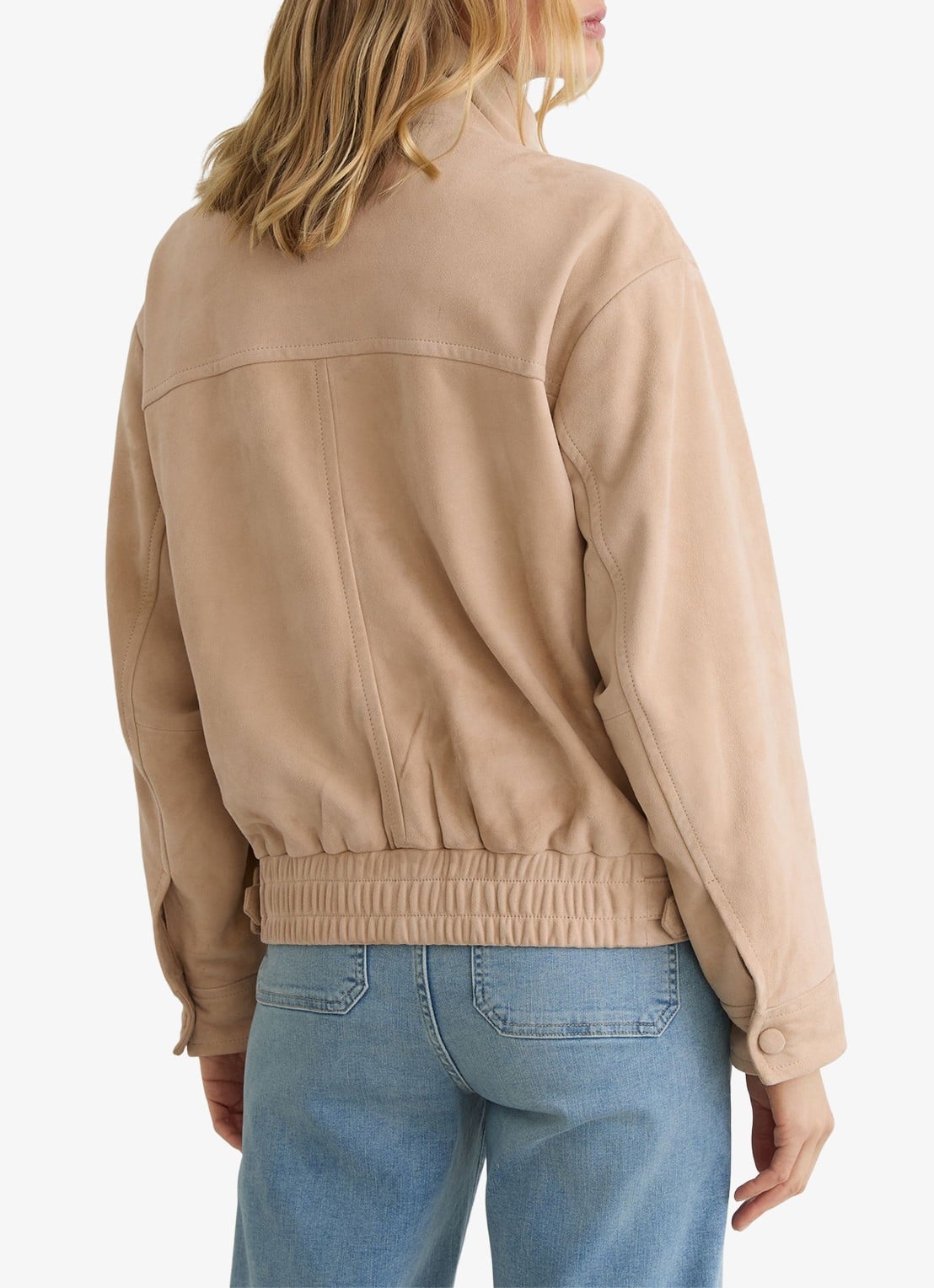 Reiss Petite Petra jack van suède - achterkant 3 beige