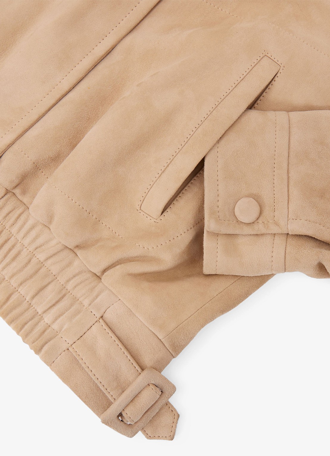 Reiss Petite Petra jack van suède - detail 7 beige
