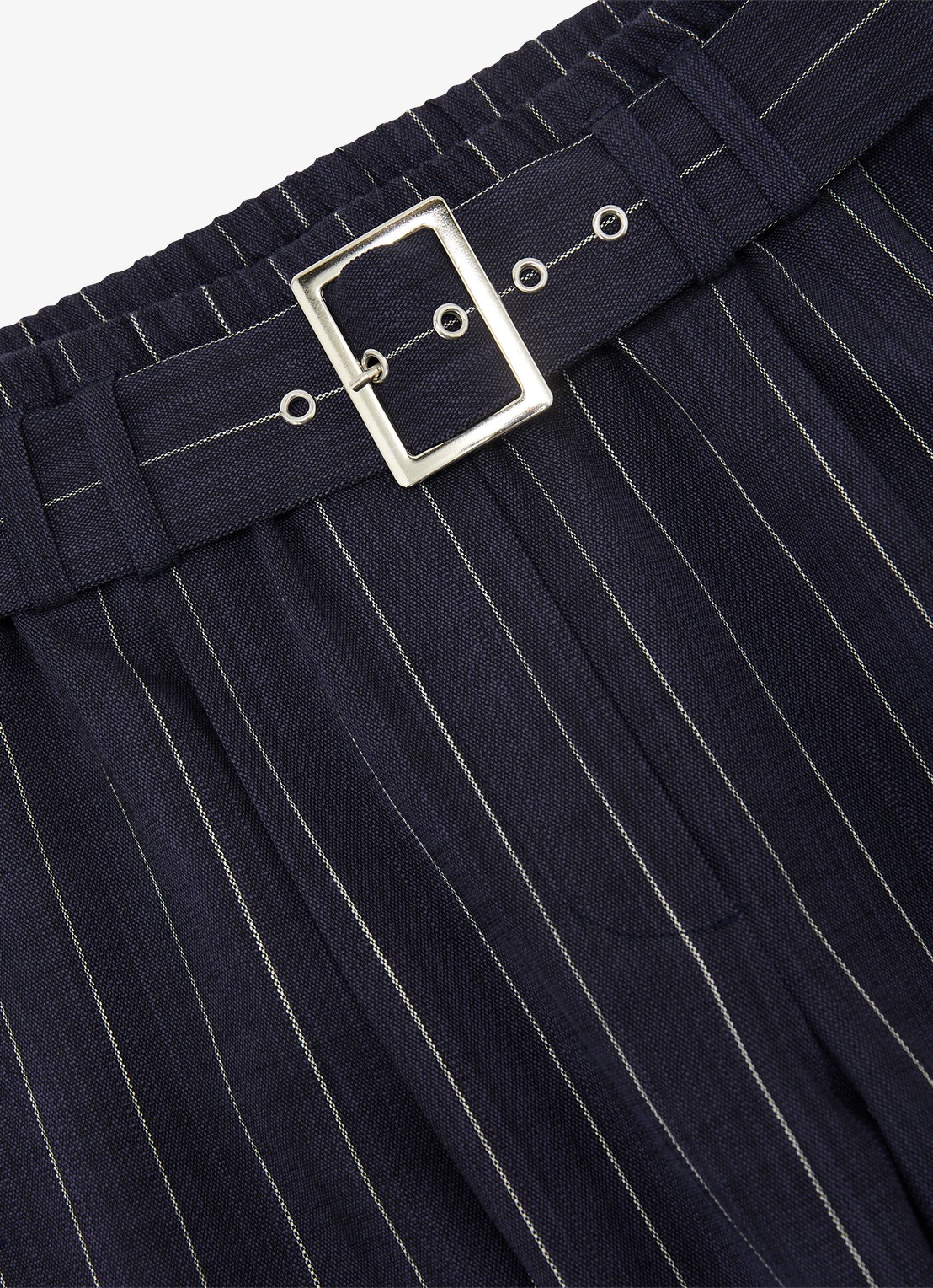 Reiss Petite Rae high waist wide leg pantalon met krijtstreep - detail 4 blauw