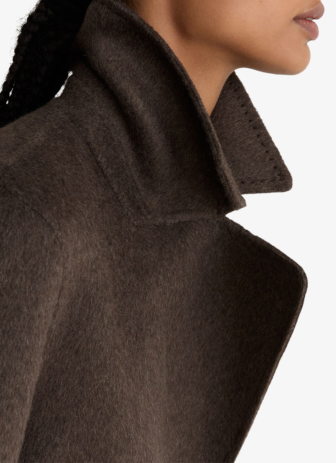 Reiss PETITE RENE double-breasted mantel in kasjmierblend met strikceintuur - detail 2 bruin