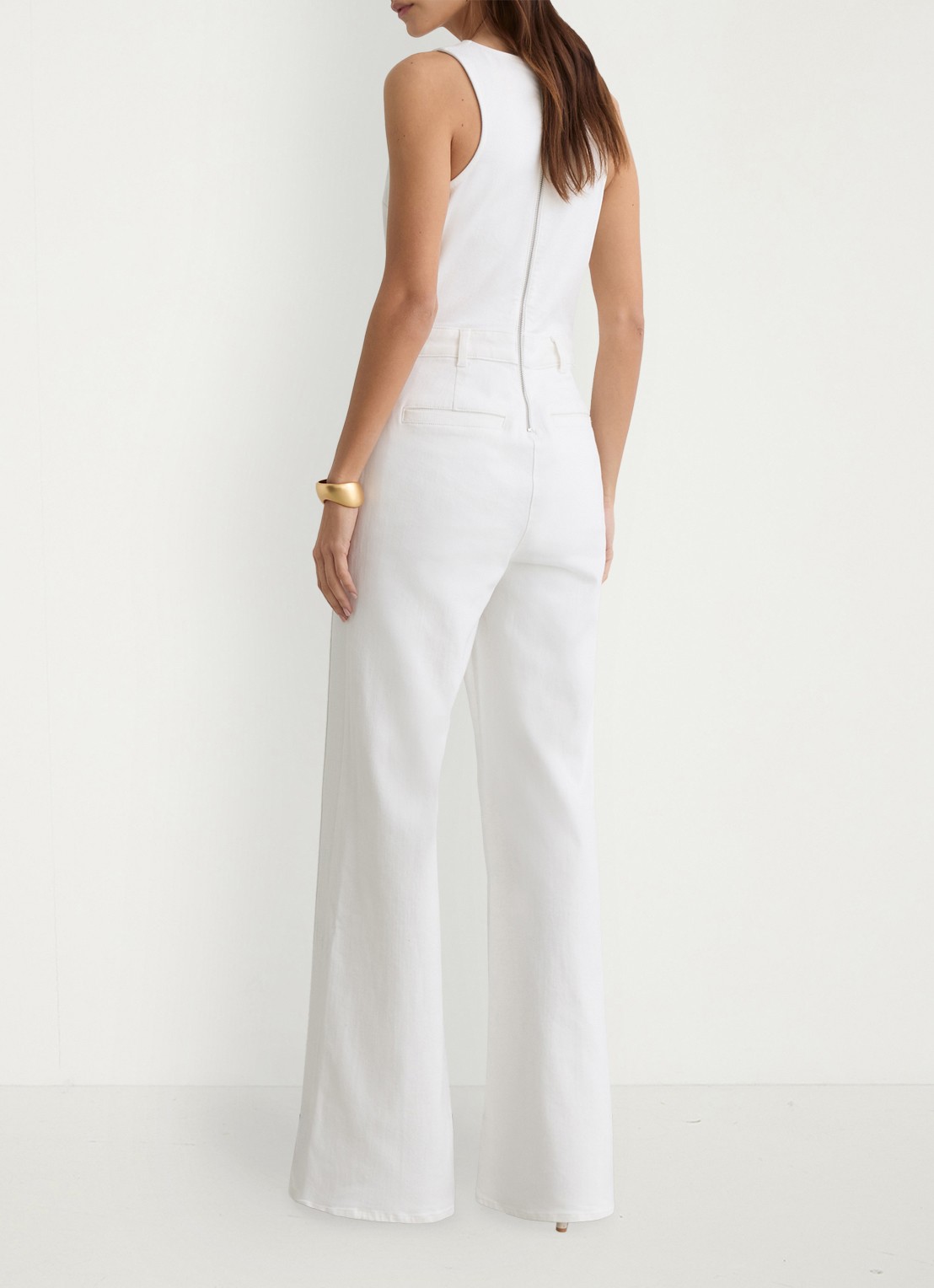Reiss Petite Rose wide fit jumpsuit van denim - achterkant 7 wit