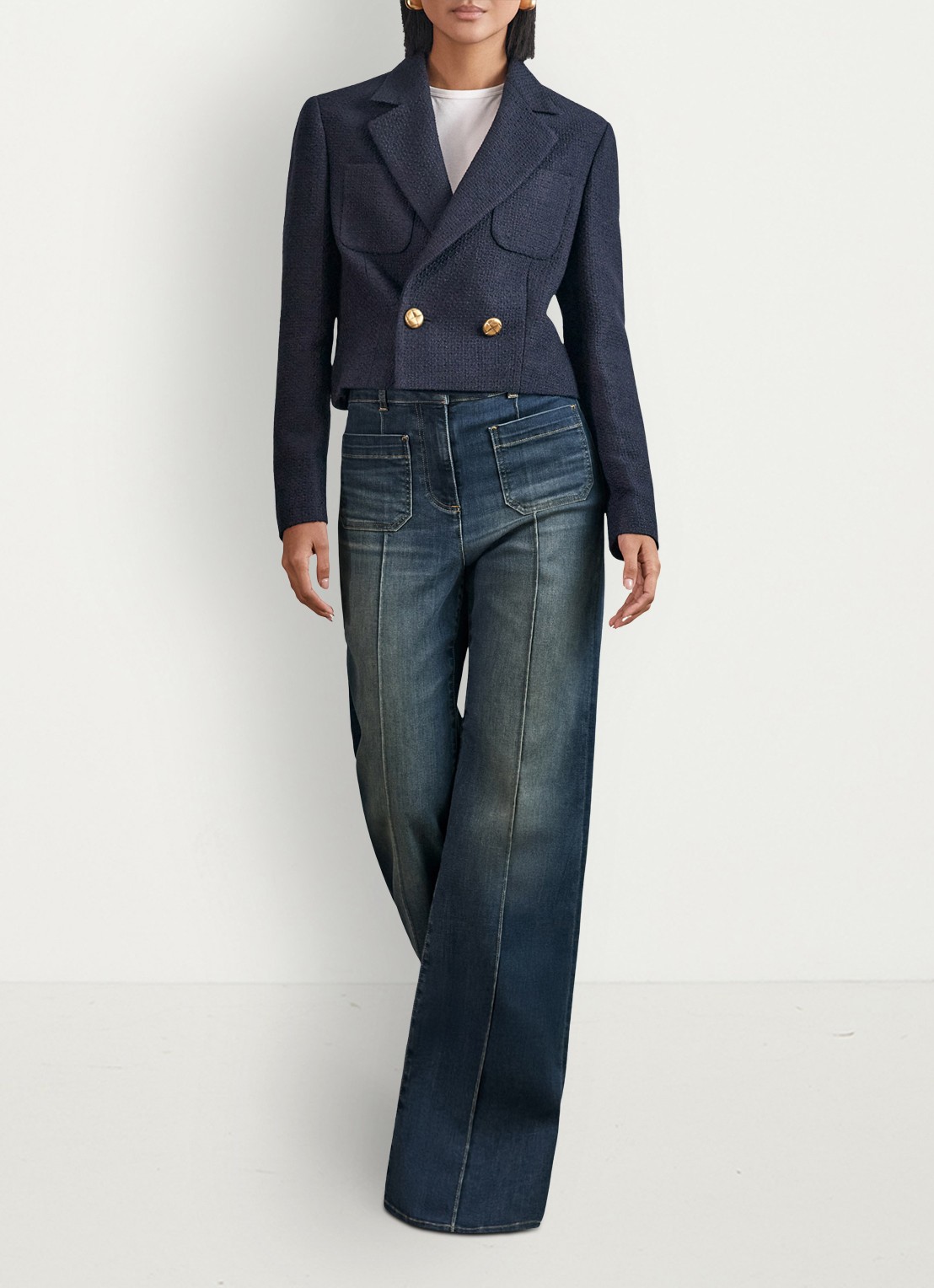 Reiss Petite Sakura high waist flared jeans met in lyocellblend - detail 4 blauw