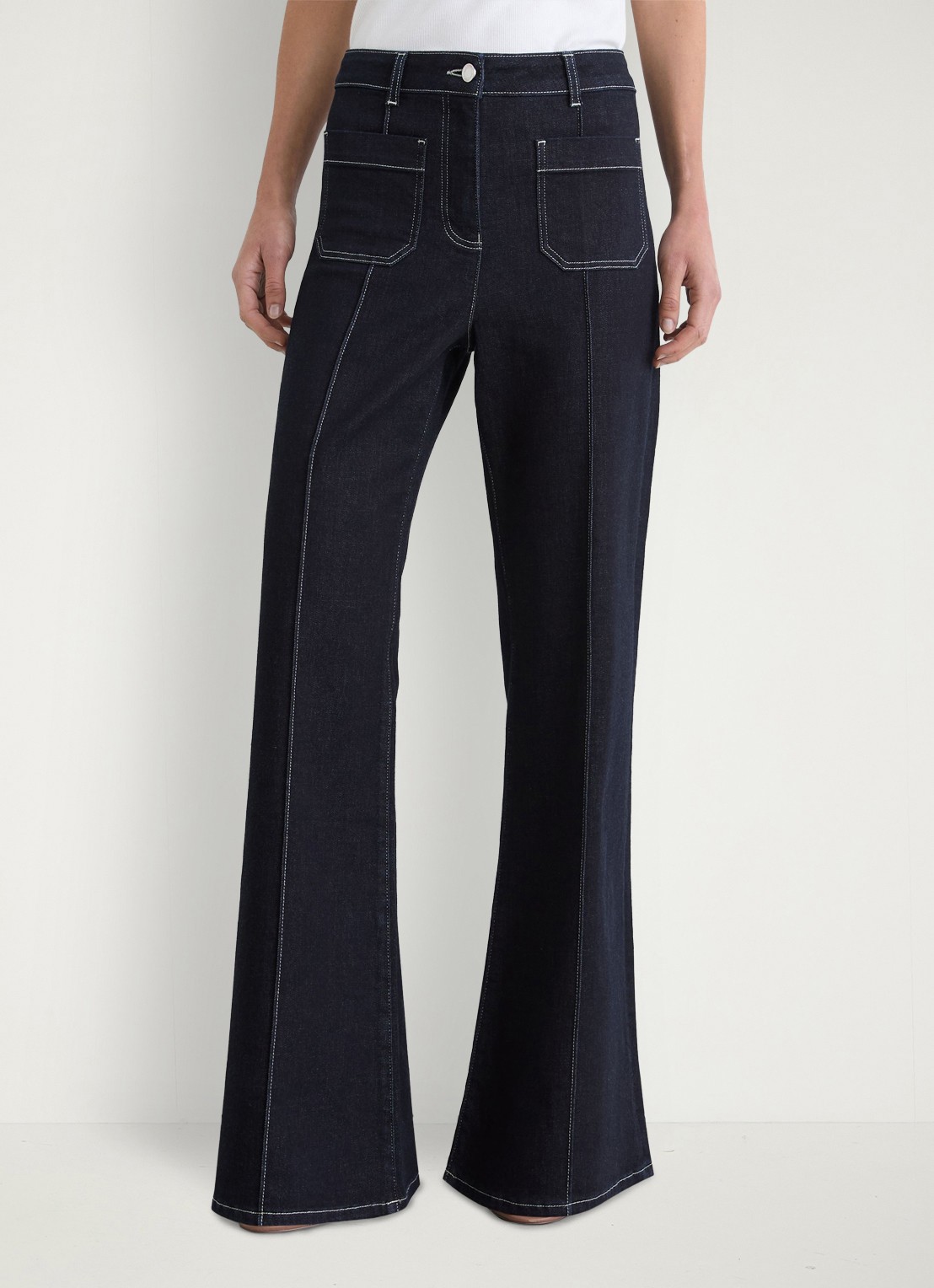Reiss Petite Sakura high waist flared jeans met opgestikte zakken - detail 2 indigo