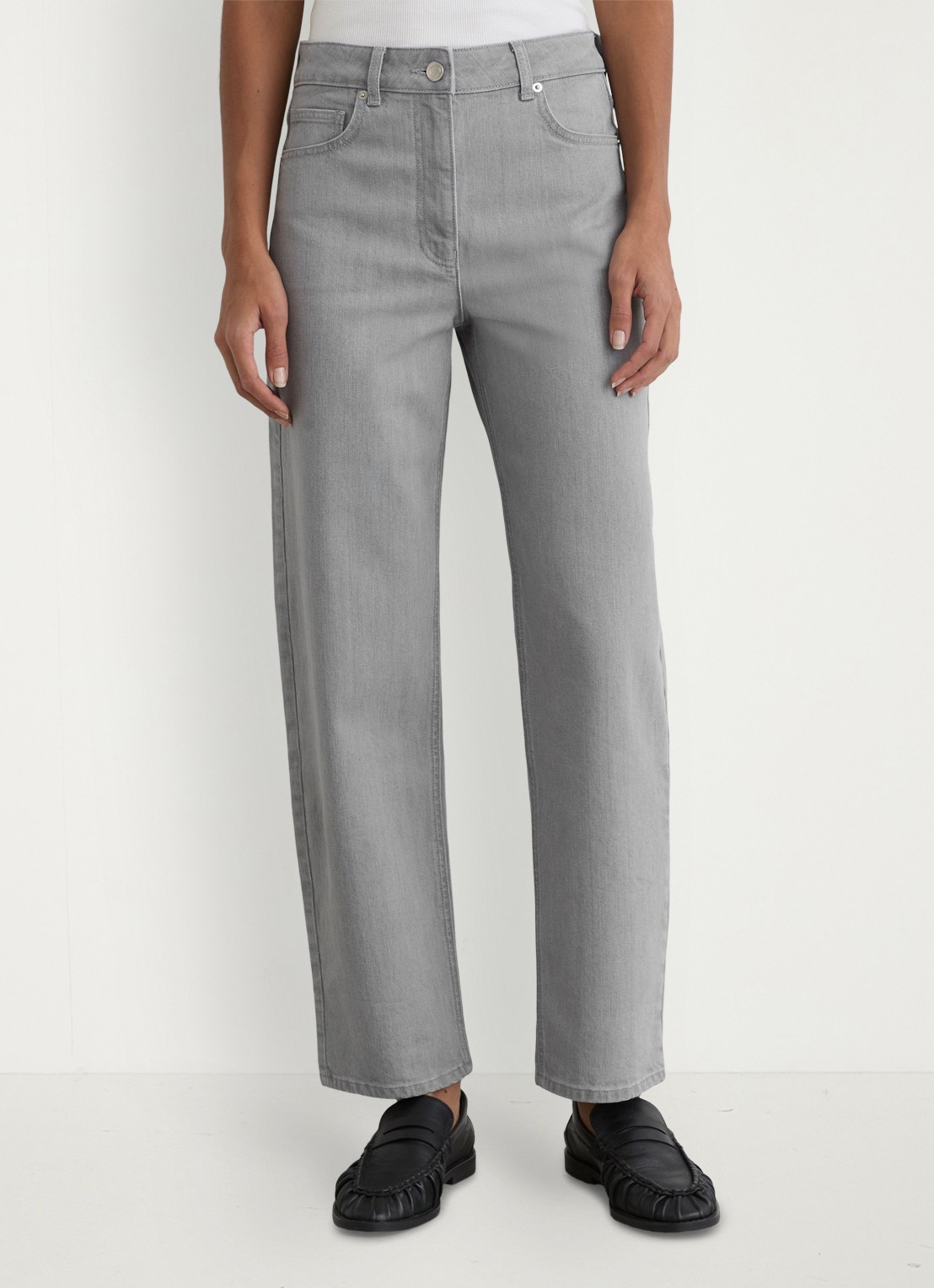 Reiss Petite Selin mid waist straight leg jeans met gekleurde wassing - detail 4 grijs