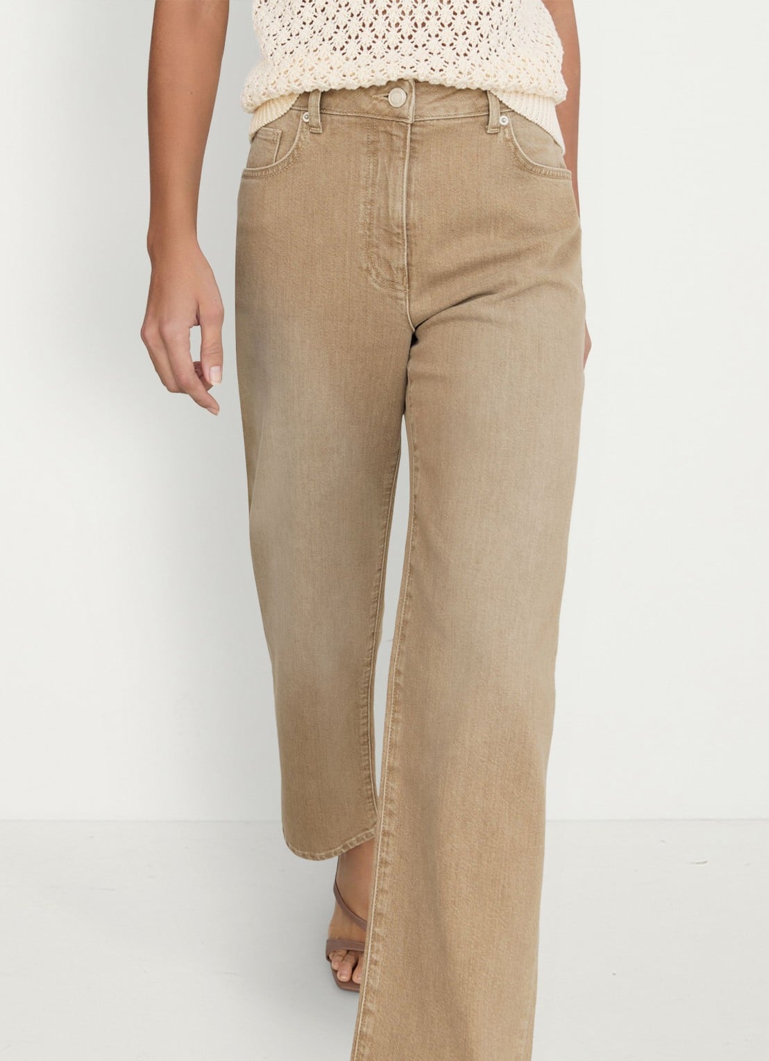Reiss Petite Selin mid waist straight leg jeans met steekzakken - detail 5 zand