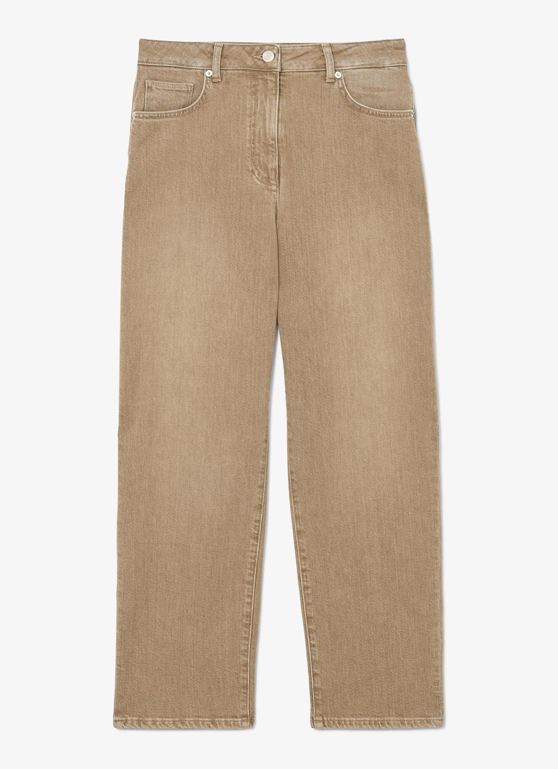 Reiss Petite Selin mid waist straight leg jeans met steekzakken - voorkant 2 zand