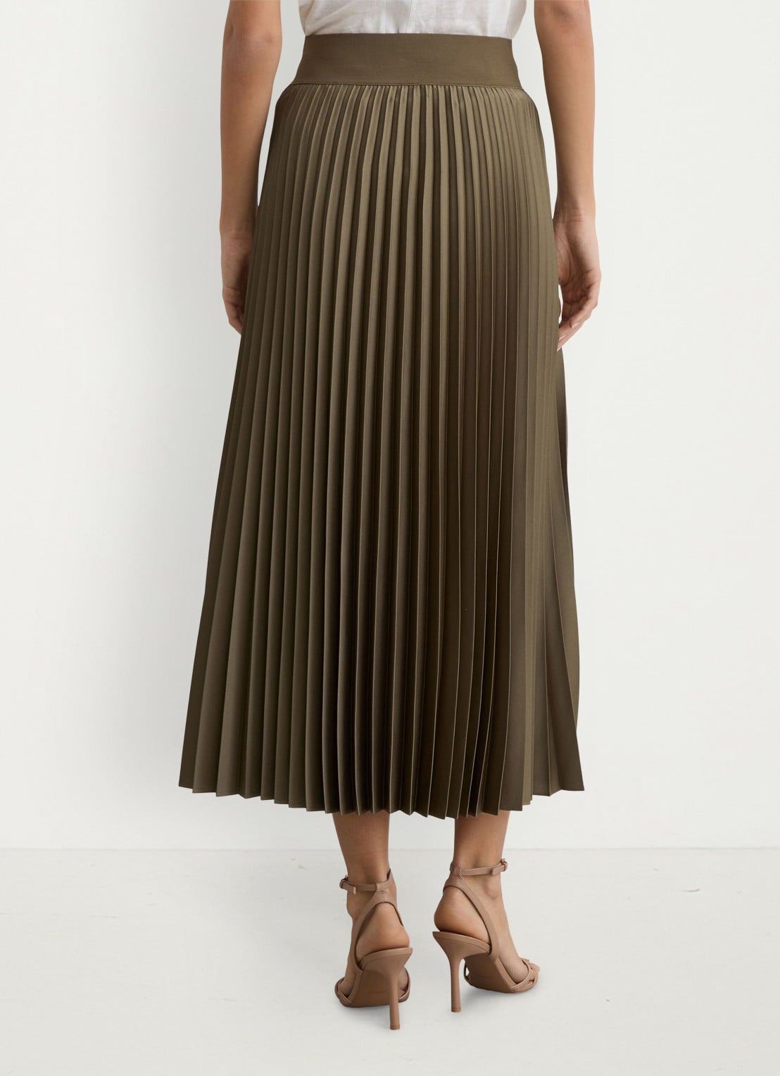 Reiss Petite seren midi plooirok - achterkant 7 khaki