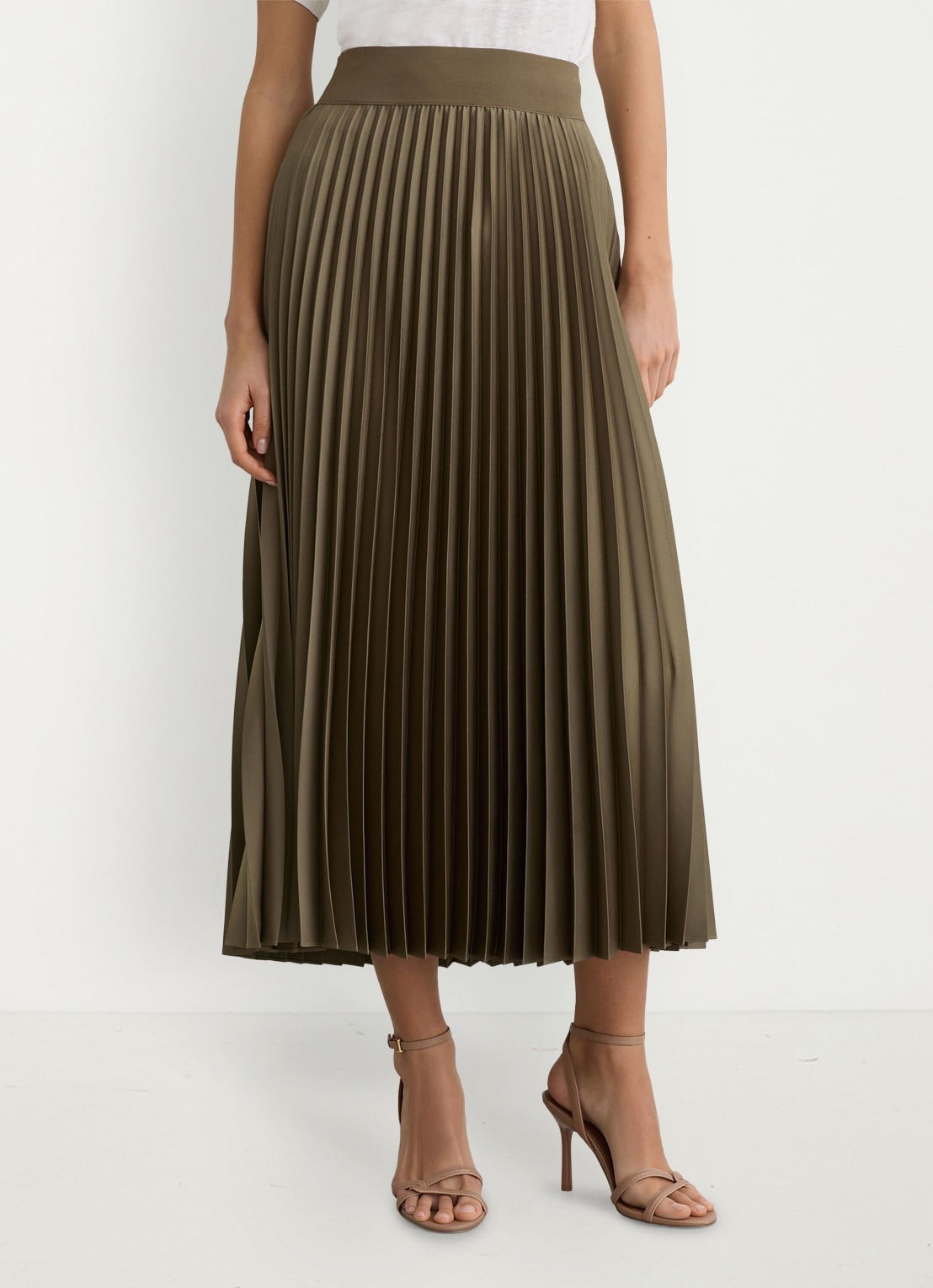 Reiss Petite seren midi plooirok - detail 3 khaki