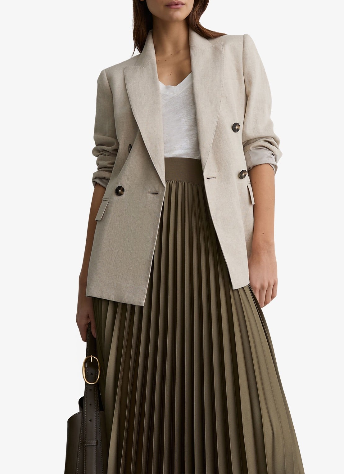 Reiss Petite seren midi plooirok - detail 4 khaki