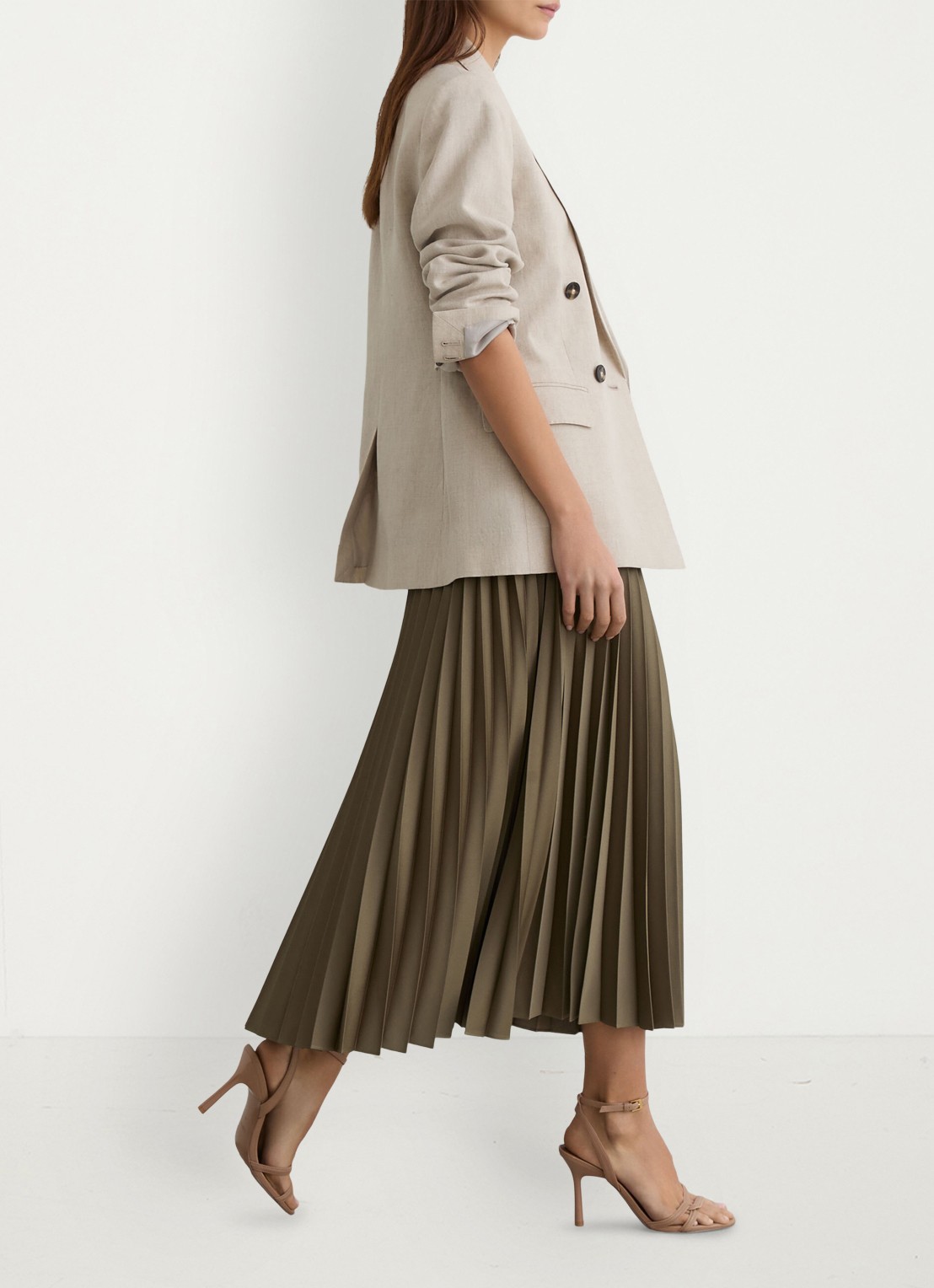 Reiss Petite seren midi plooirok - detail 5 khaki