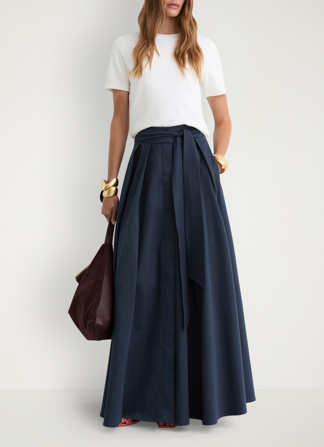 Reiss Petite Simone maxi rok met split - detail 5 donkerblauw