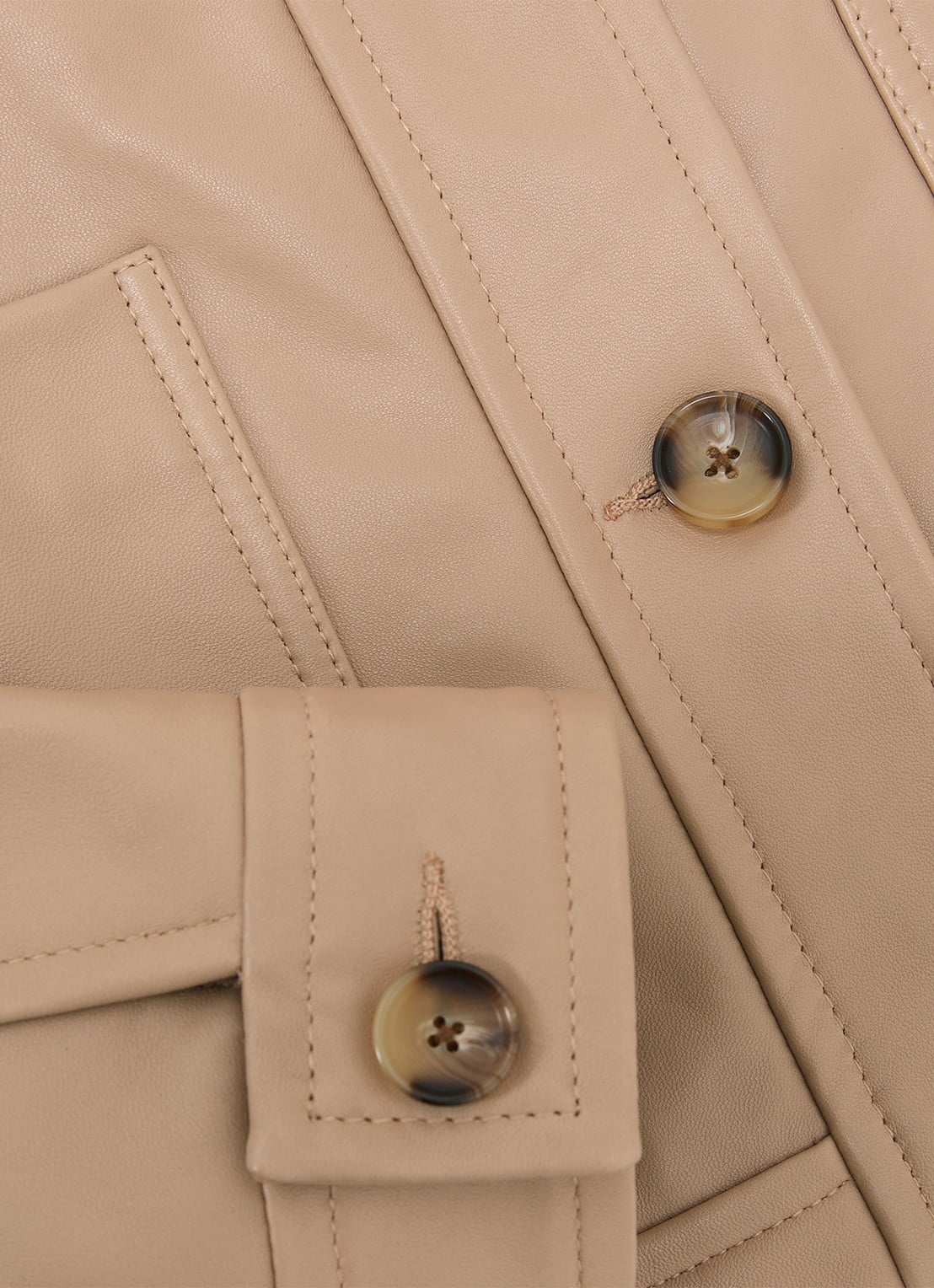 Reiss Petite Sonny jack van leer met opgestikte zakken - detail 7 bruin