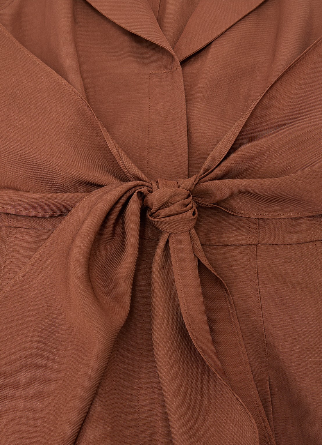 Reiss Petite Taya wide fit jumpsuit in linnenblend - detail 6 bruin