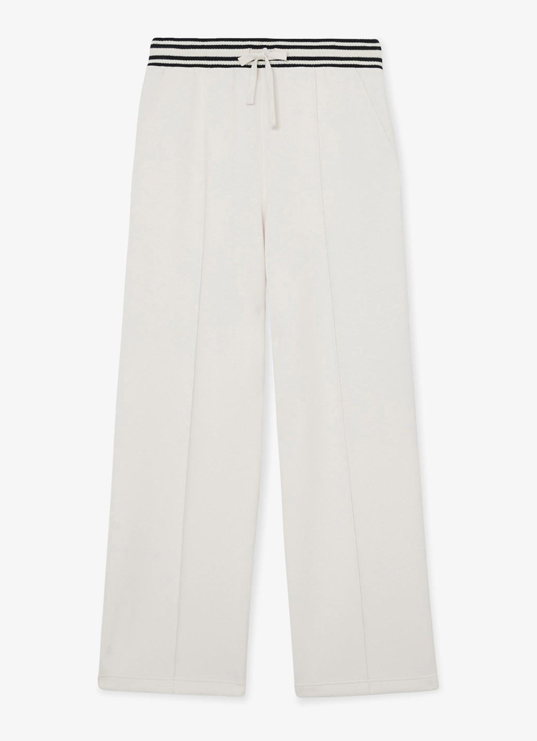 Reiss Petite Verity mid waist wide fit joggingbroek met gestreept detail - voorkant wit