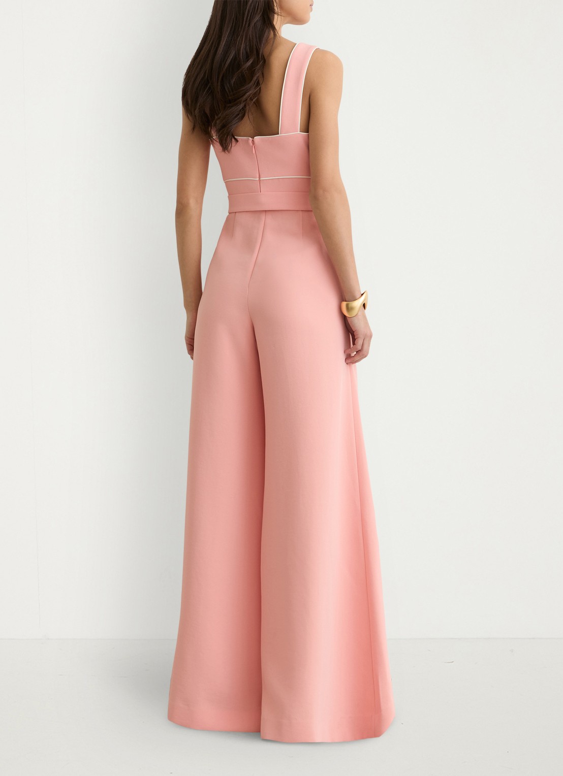 Reiss Petite wide fit jumpsuit met ceintuur - achterkant oudroze