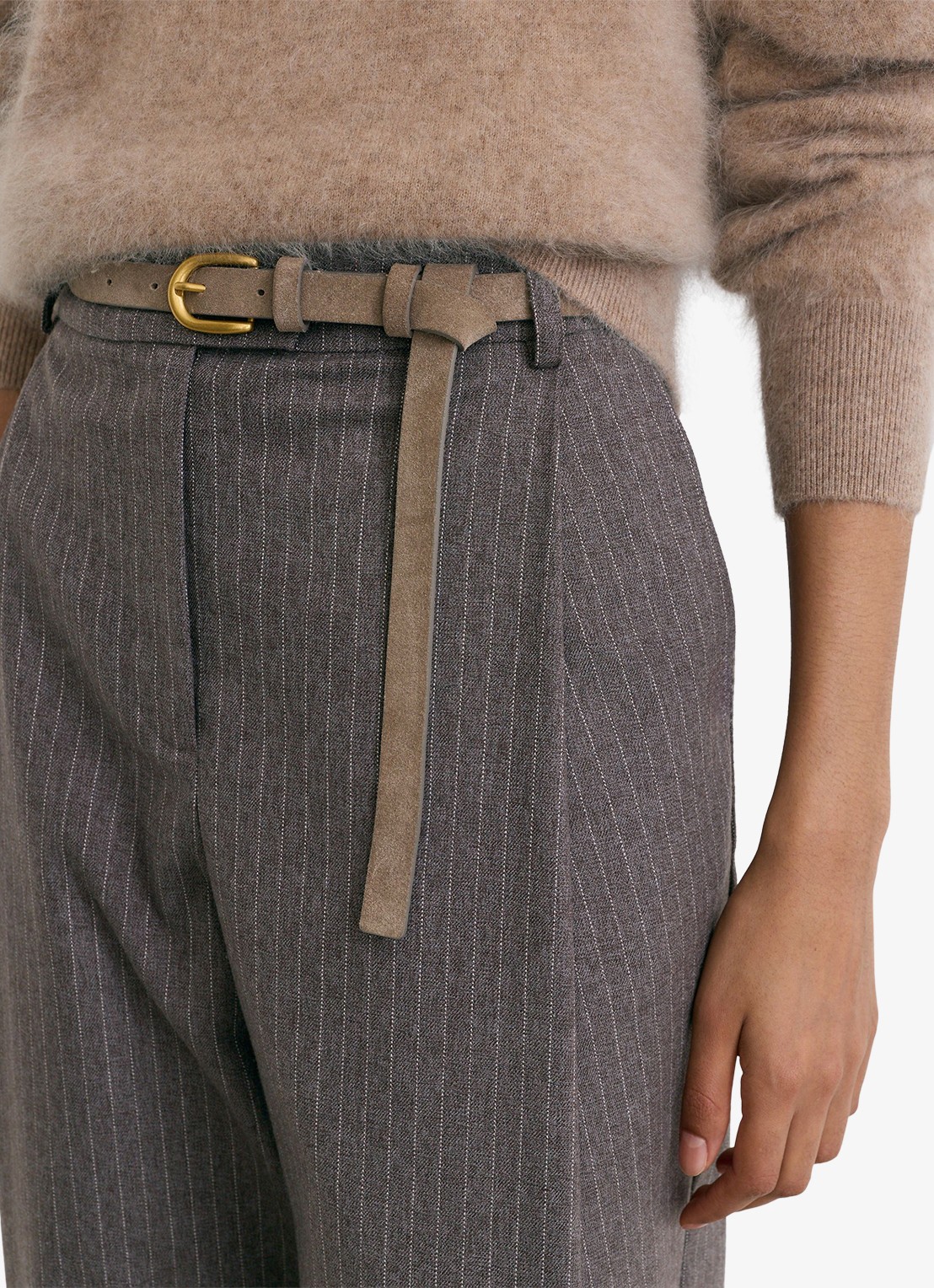 Reiss Phae high waist balloon fit pantalon met streepprint - detail 2 beige