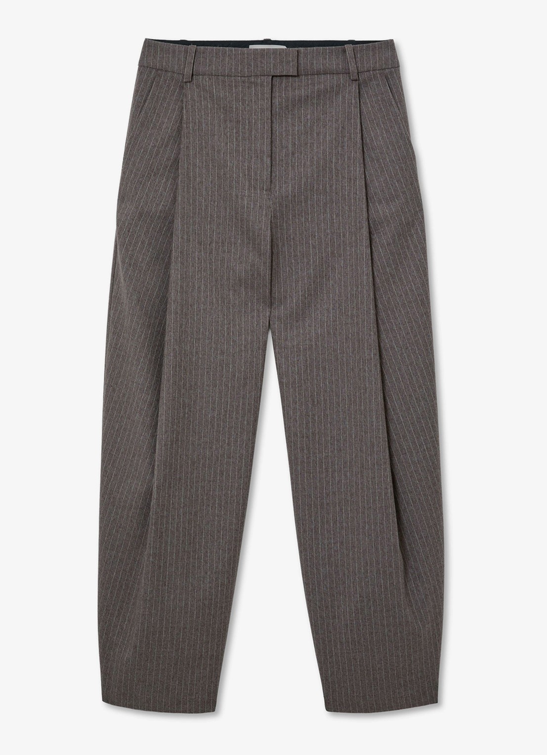 Reiss Phae high waist balloon fit pantalon met streepprint - voorkant 5 beige