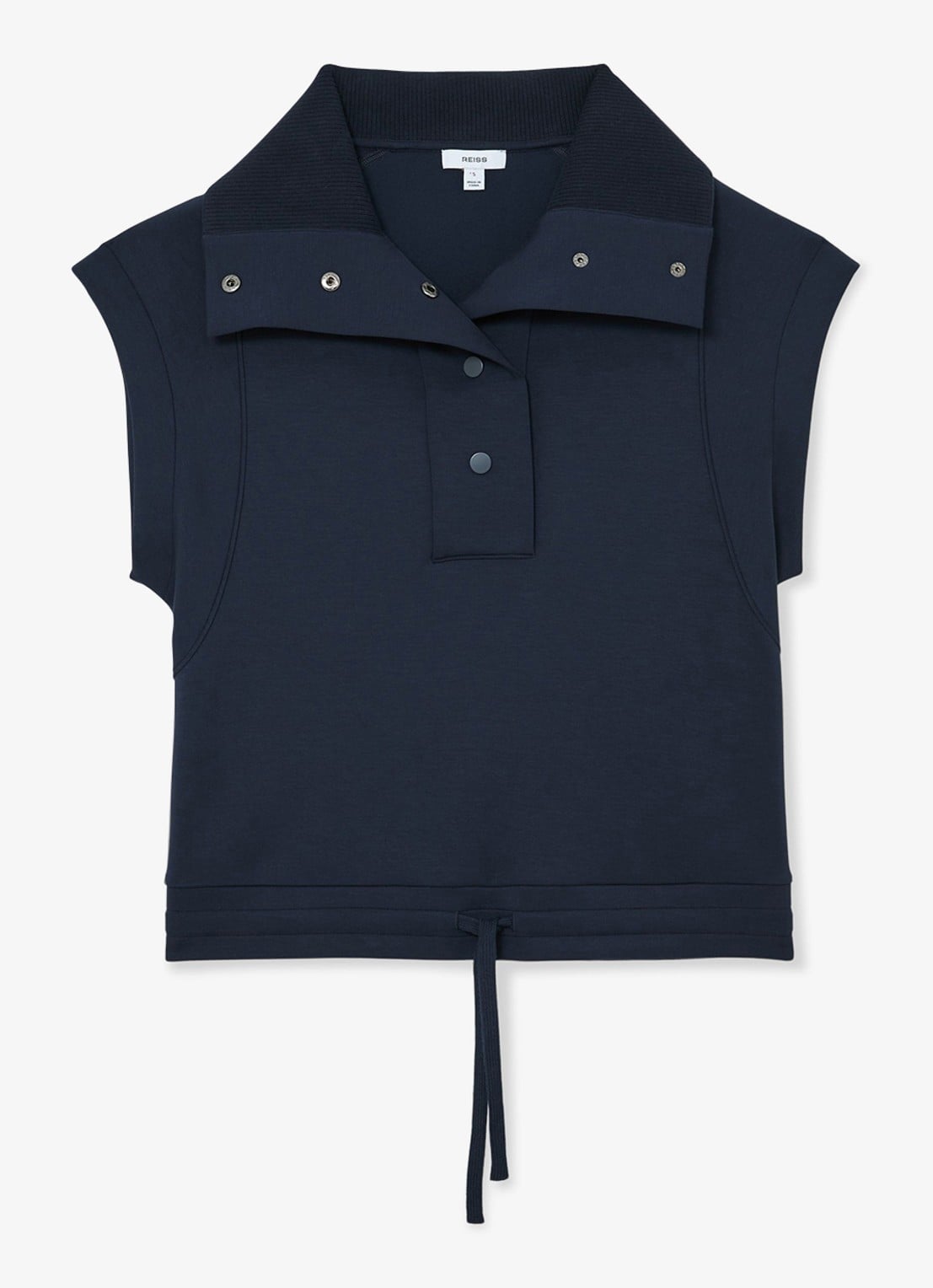 Reiss Phoebe mouwloze top met opstaande kraag - voorkant 5 navy / blauw