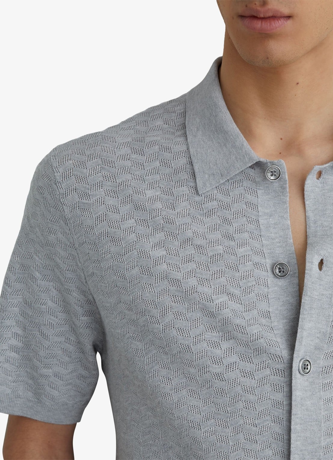 Reiss Phoenix overhemd met structuur - detail 4 soft grey / grijs