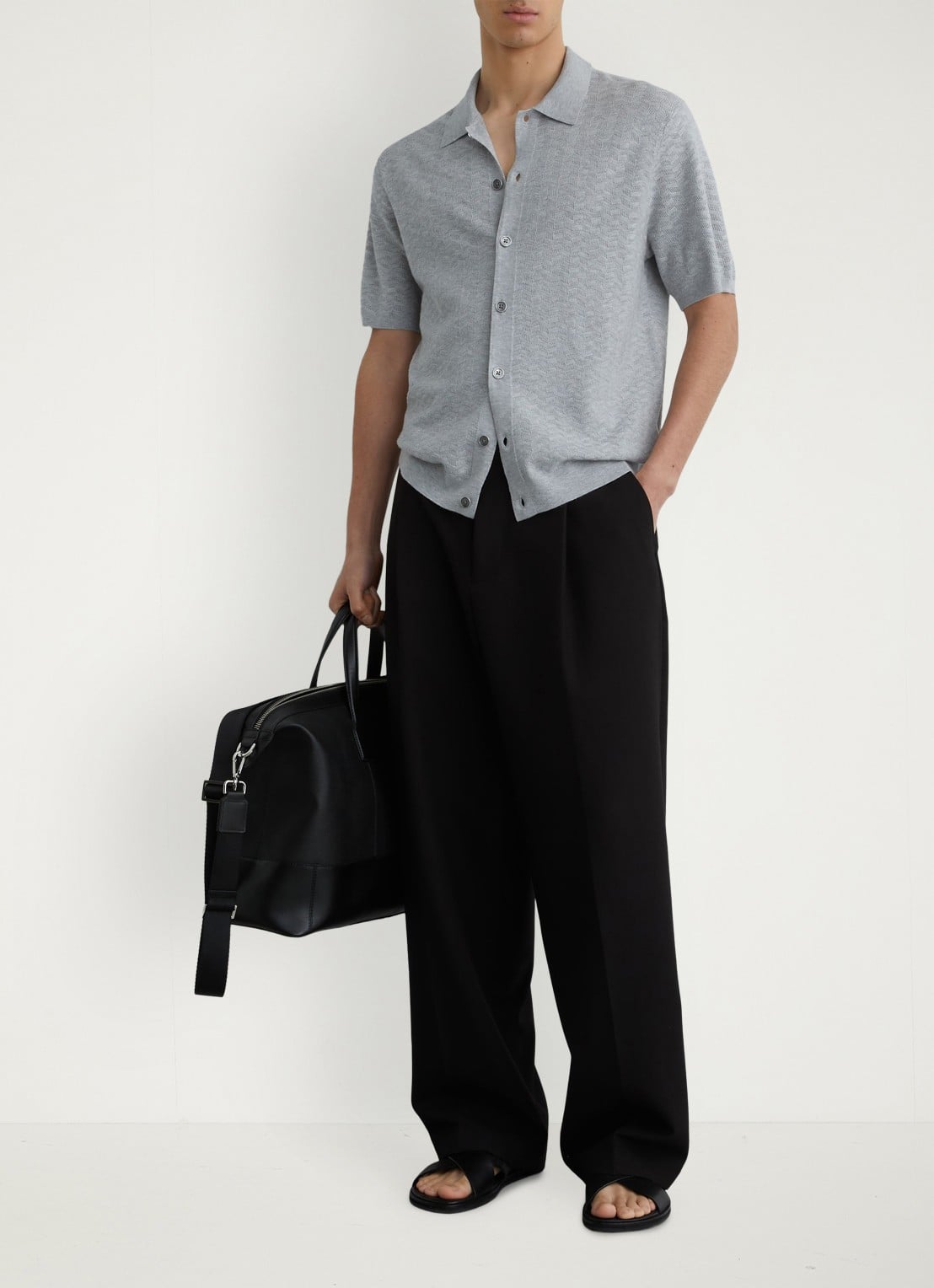Reiss Phoenix overhemd met structuur - voorkant 2 soft grey / grijs