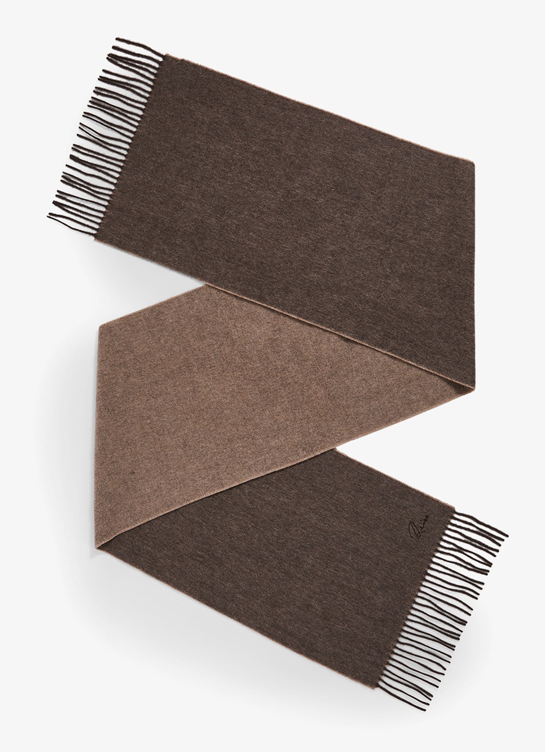 Reiss Picton sjaal in kasjmierblend 180 x 31 cm - voorkant bruin