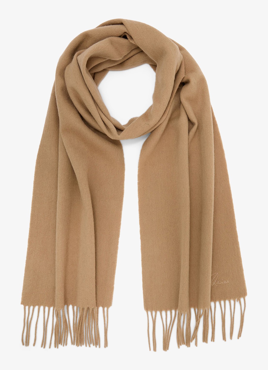 Reiss Picton sjaal in kasjmierblend 180 x 31 cm - detail camel