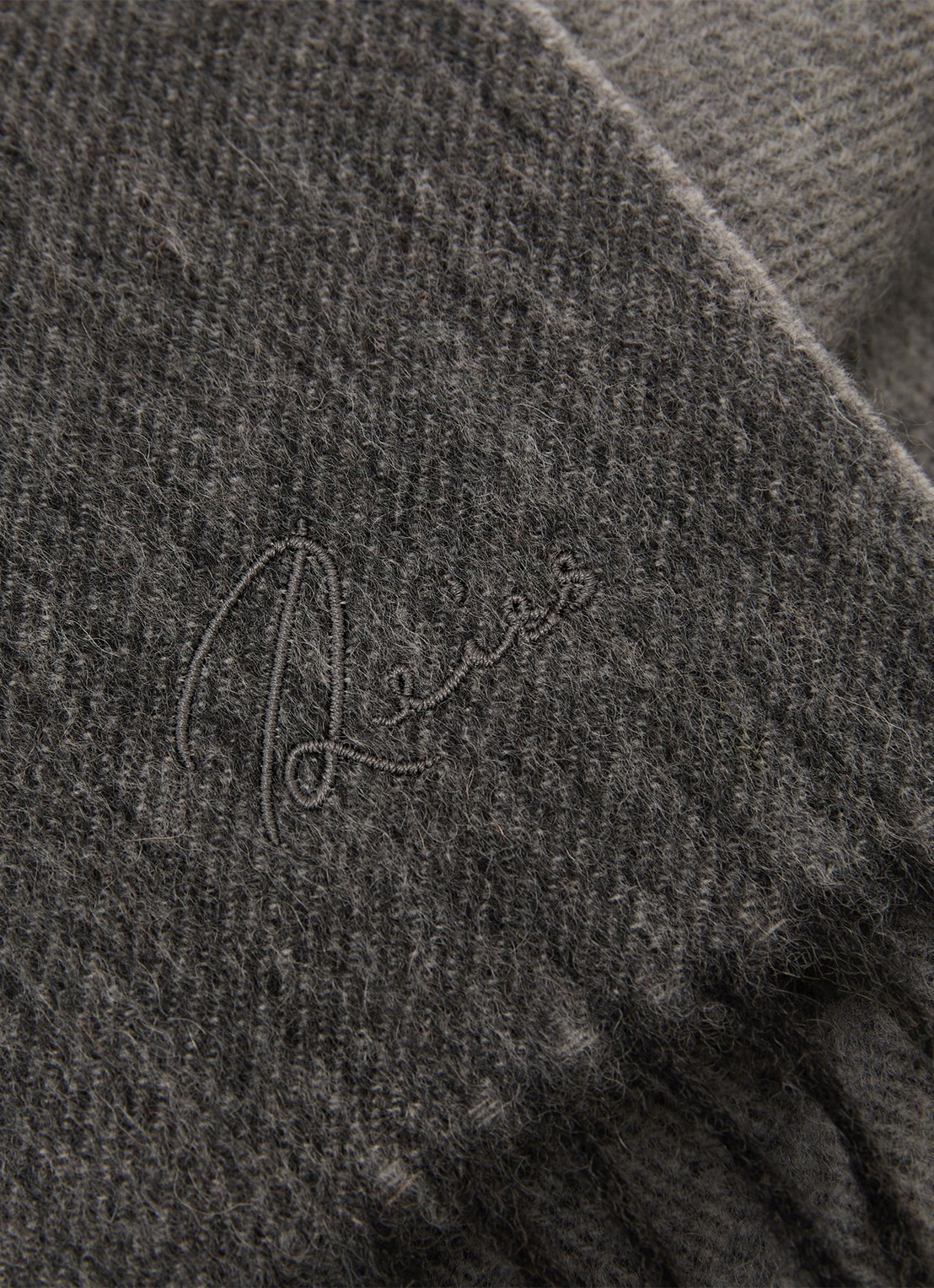 Reiss Picton sjaal in kasjmierblend 180 x 31 cm - detail 2 middengrijs