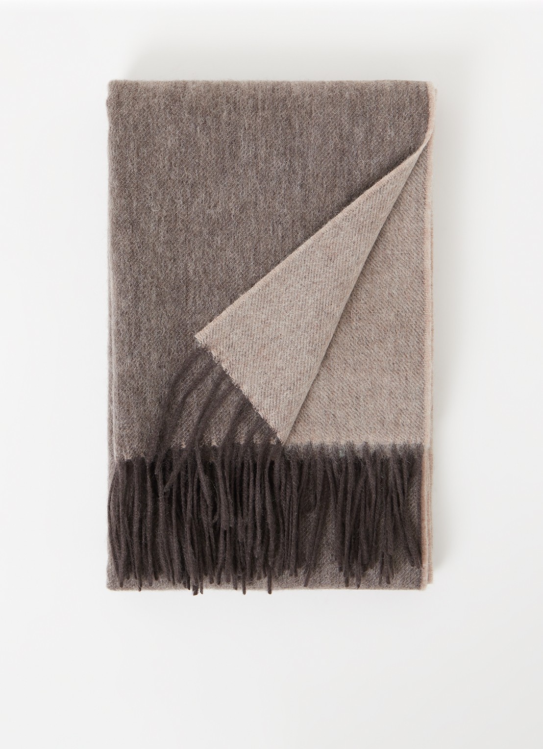 Reiss Picton sjaal in kasjmierblend 185 x 45 cm - voorkant 2 lichtbruin