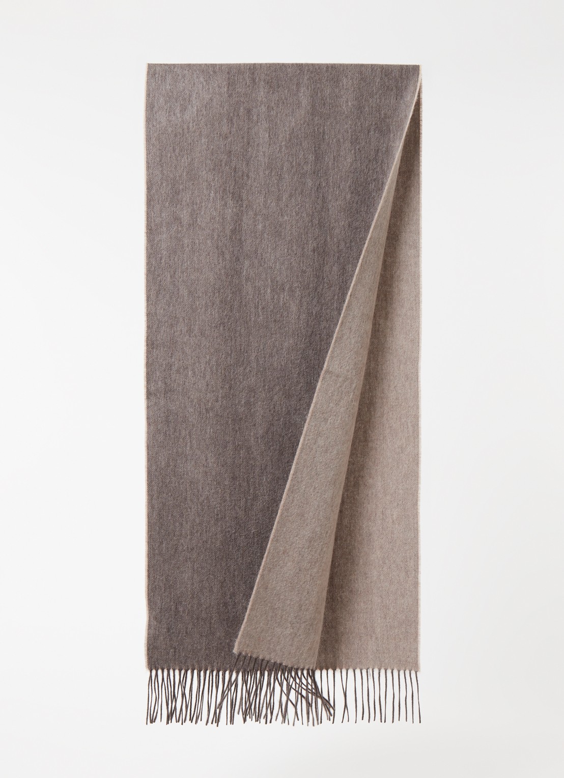 Reiss Picton sjaal in kasjmierblend 185 x 45 cm - voorkant 3 lichtbruin
