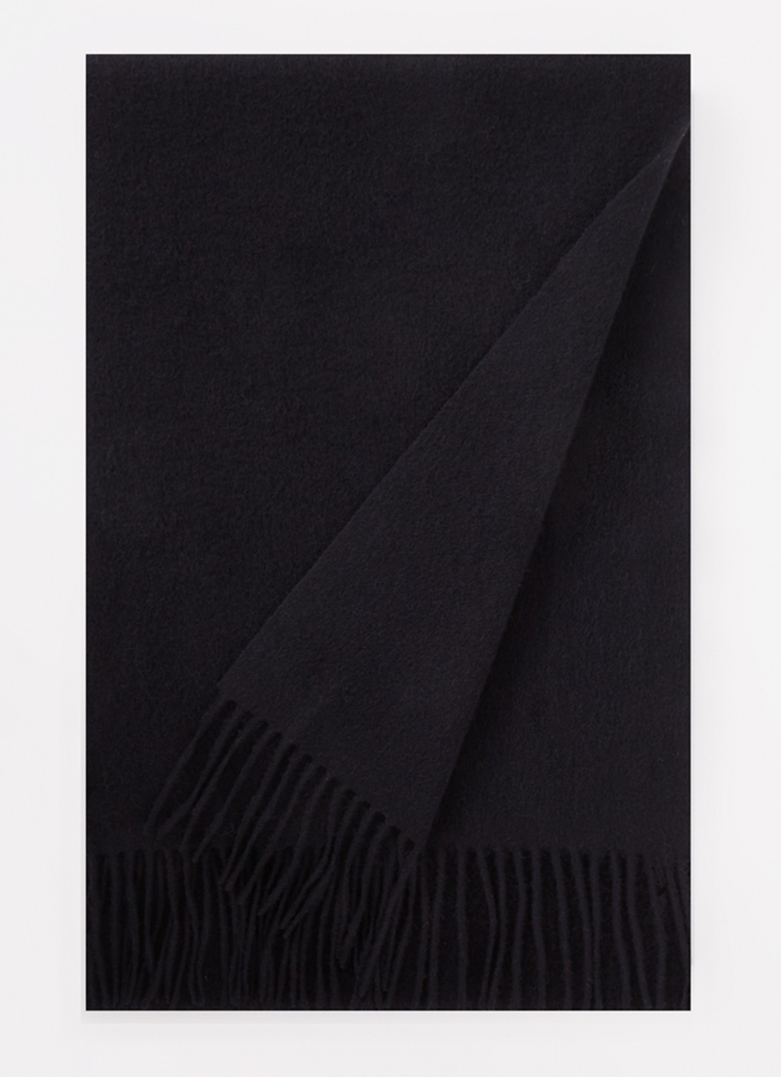 Reiss Picton sjaal in kasjmierblend met franjes 190 x 30 cm - voorkant donkerblauw