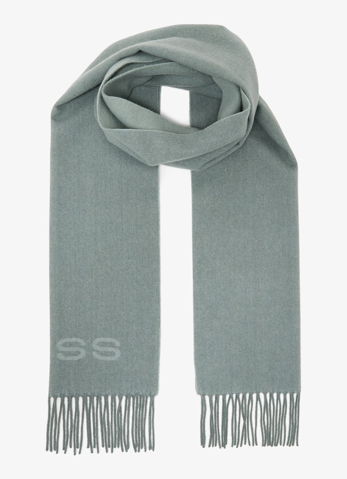 Reiss Picton sjaal in wolblend met logo  - voorkant groen