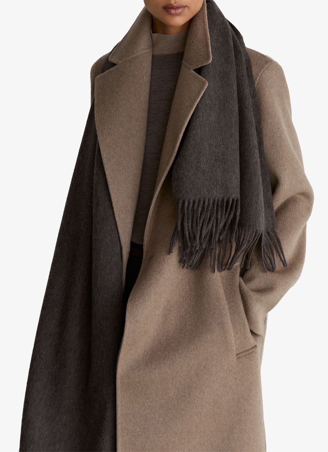 Reiss Picton sjaal van wol en kasjmier - detail 3 bruin