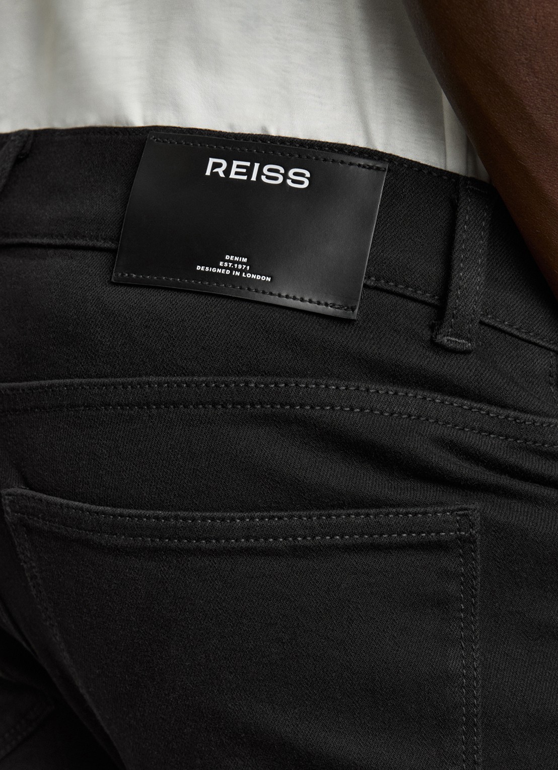 Reiss Picton slim fit jeans met steekzakken - detail 4 zwart