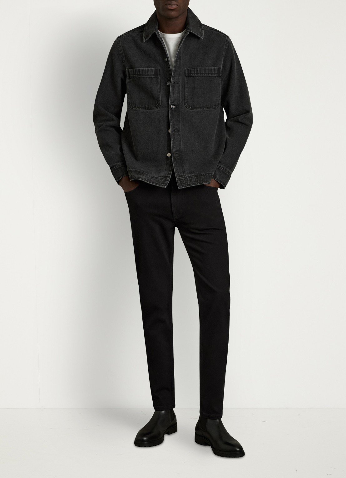 Reiss Picton slim fit jeans met steekzakken - voorkant 2 zwart