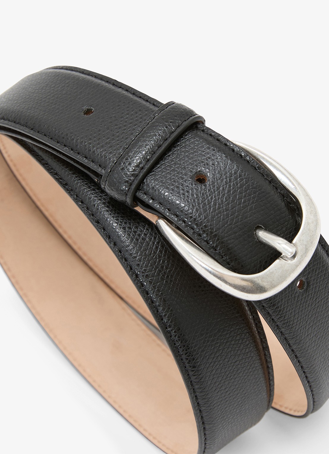 Reiss Pierce riem van leer met structuur  - detail 3 black / zwart