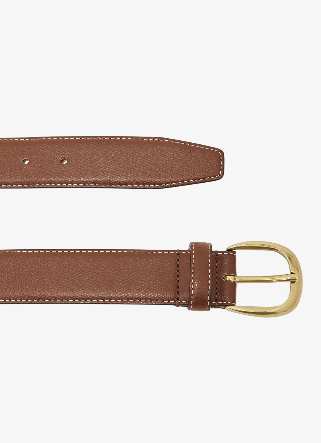 Reiss Pierce riem van leer met structuur  - detail 4 zand