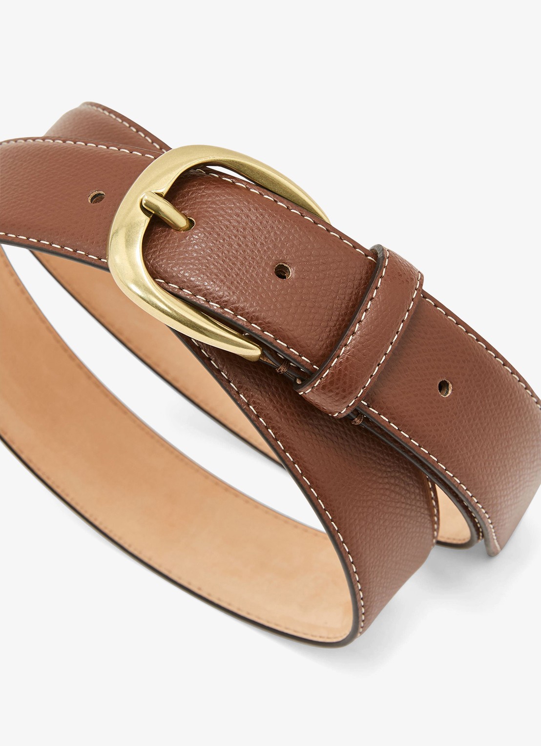 Reiss Pierce riem van leer met structuur  - detail 5 zand