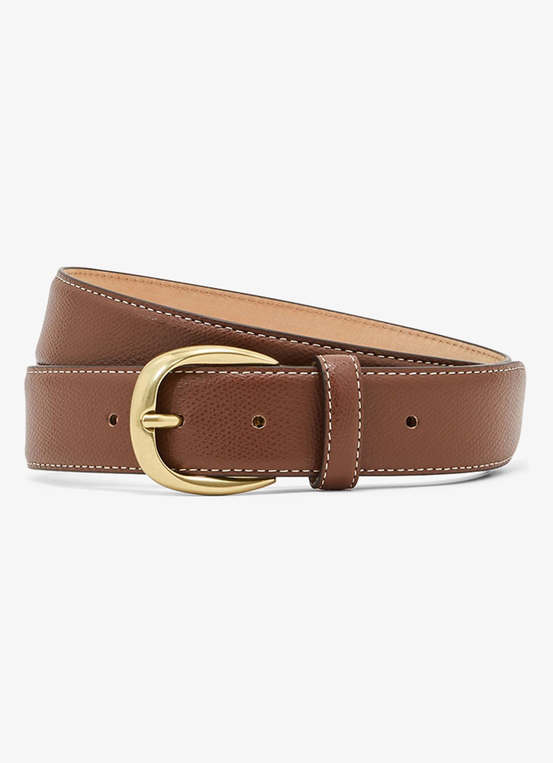 Reiss Pierce riem van leer met structuur  - voorkant zand