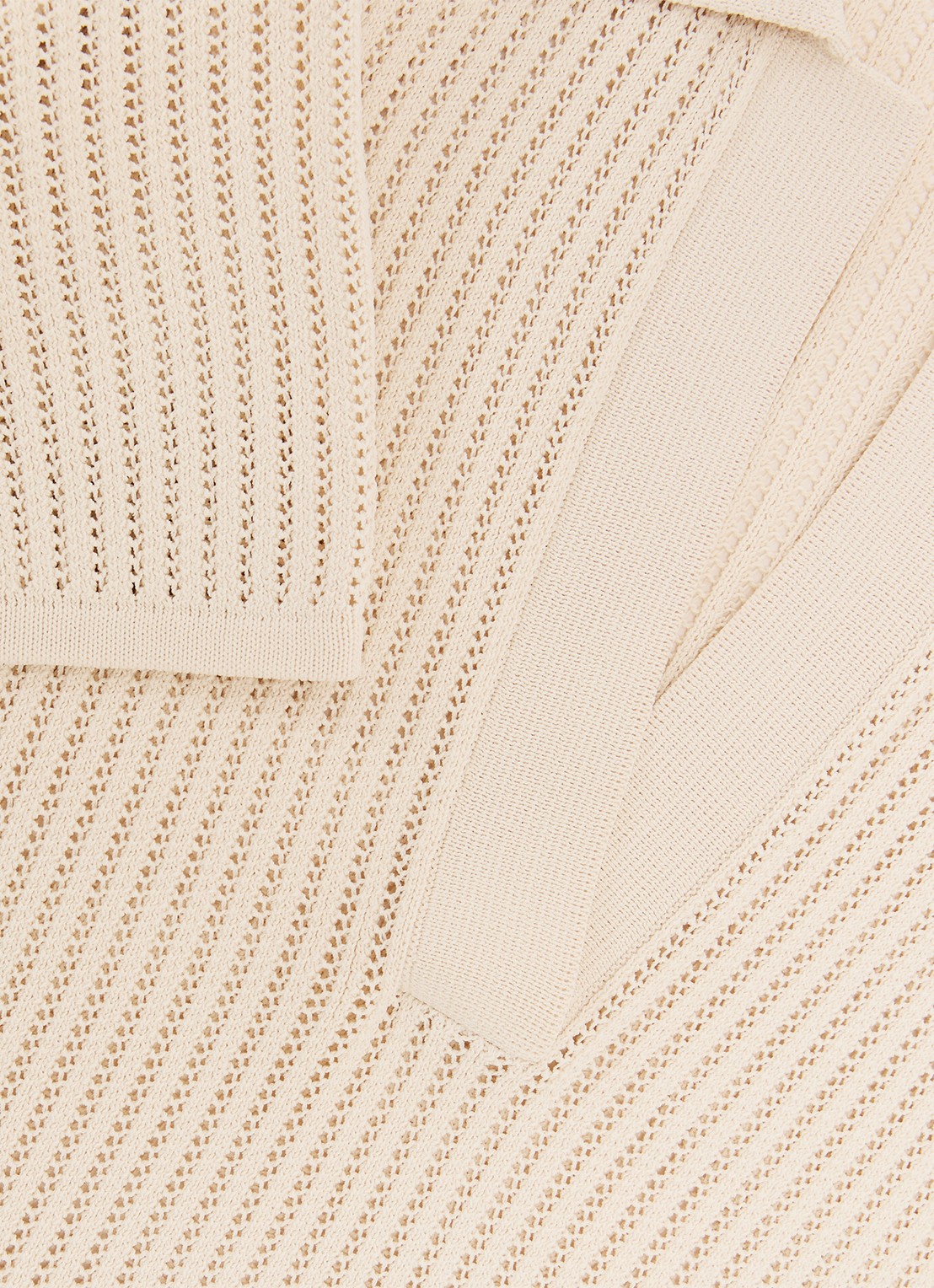 Reiss Pippa regular fit polo met opengewerkt dessin - detail 4 creme