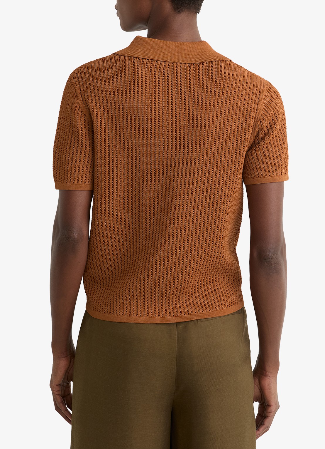 Reiss Pippa regular fit polo met opengewerkt dessin - achterkant 6 oranje