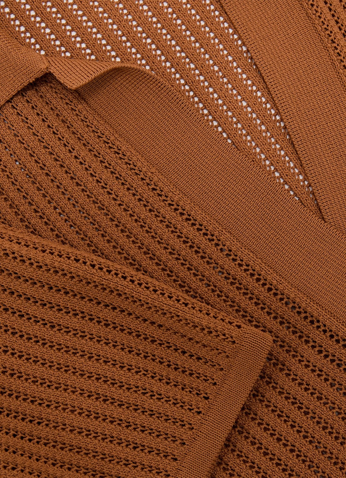 Reiss Pippa regular fit polo met opengewerkt dessin - detail 3 oranje